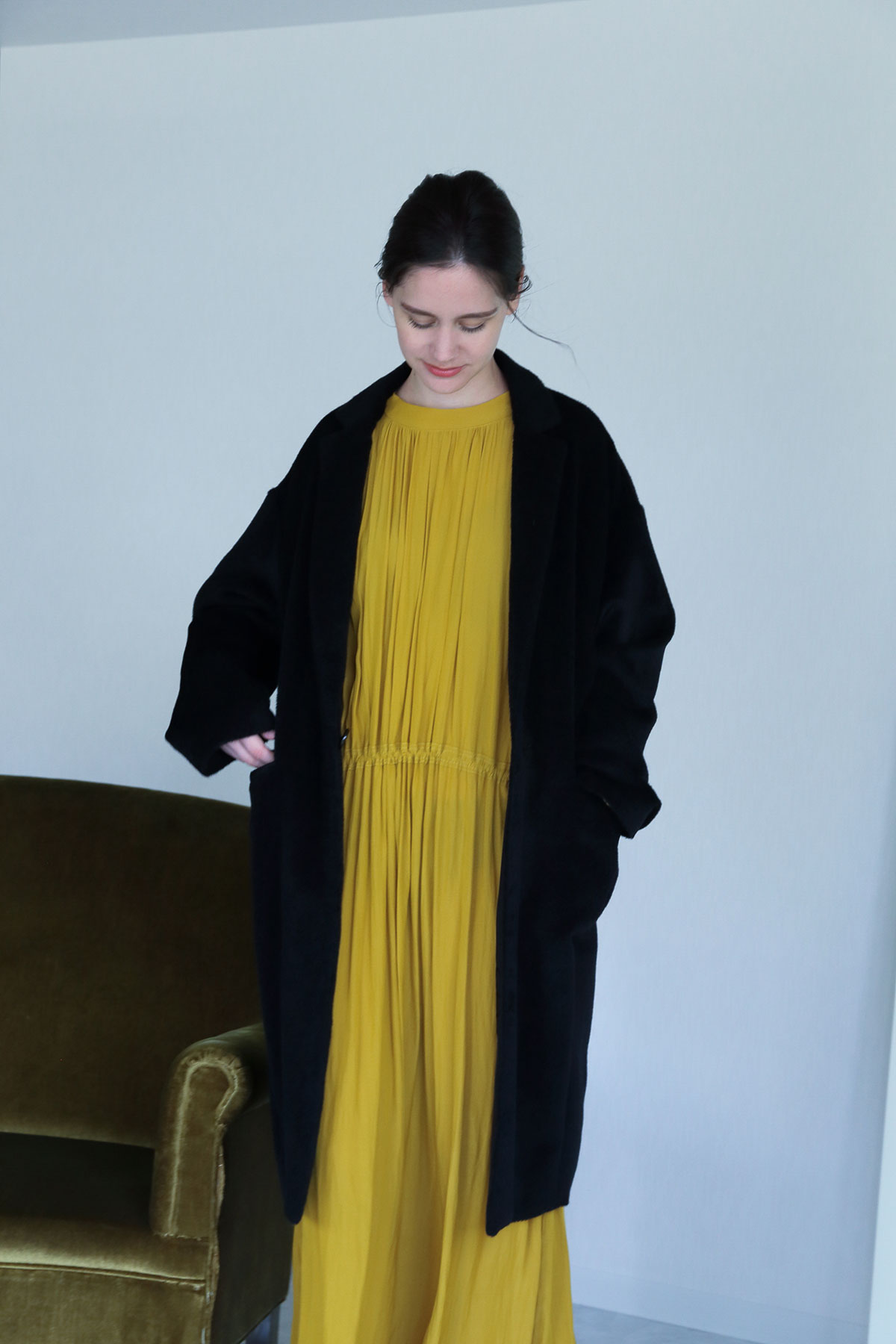 BO204007-black The Alpaca Egg Crombie Coat -BLACK-【BO204007】