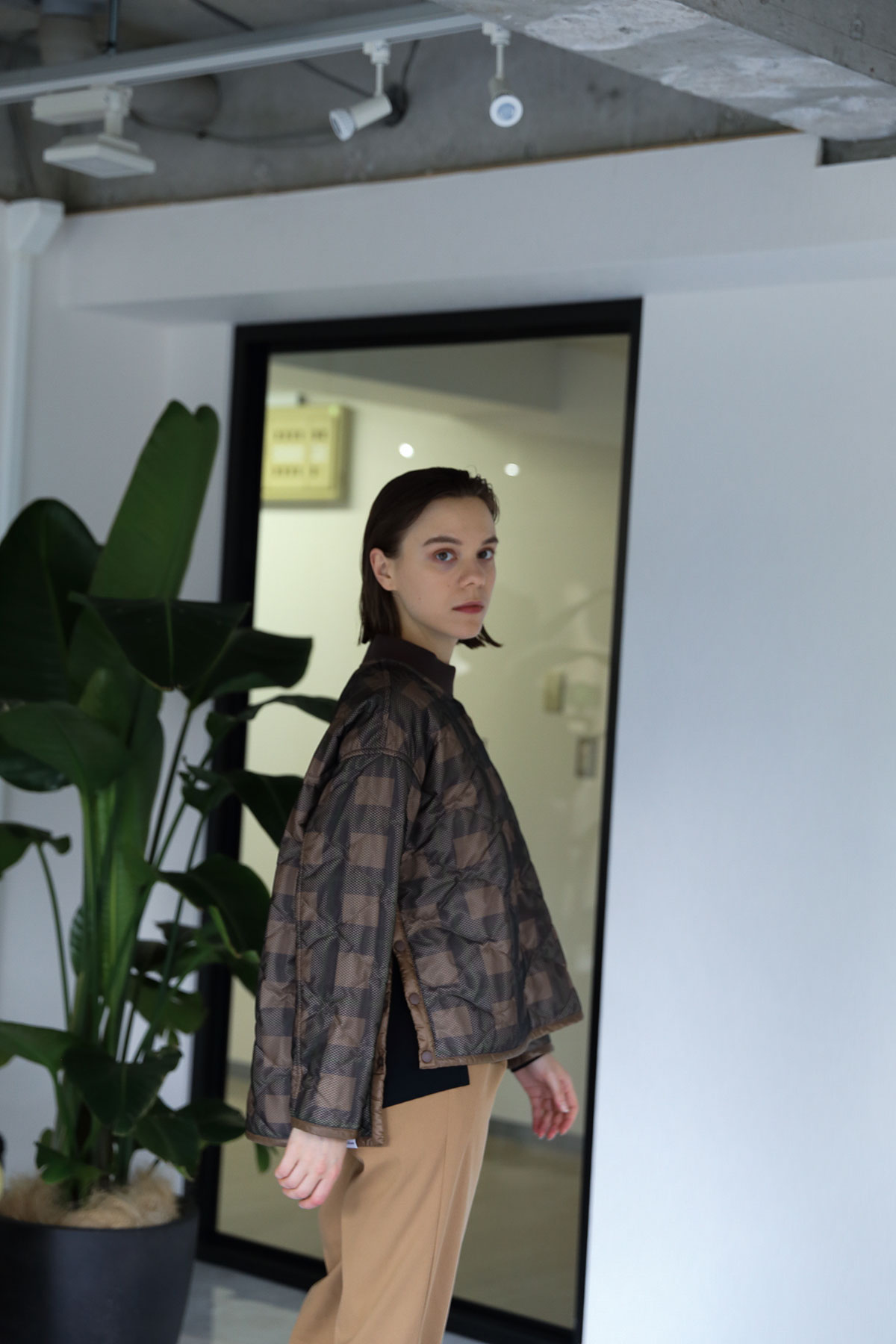 BO204102-beige Hunter-Check Putted Mesh PCS Smock -BEIGE/CHECK-【BO204102】Del.Sep.