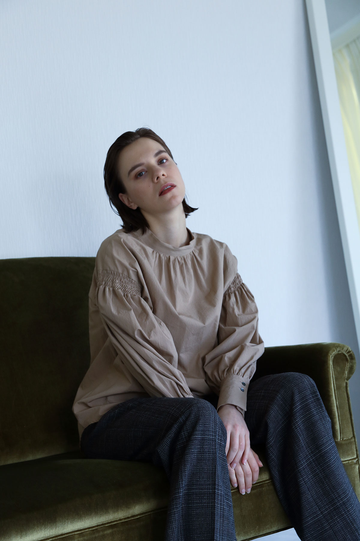 BO204613-beige Salt Shrinkage Dairy/Dinner Taxido Shirts -BEIGE-【BO204613】