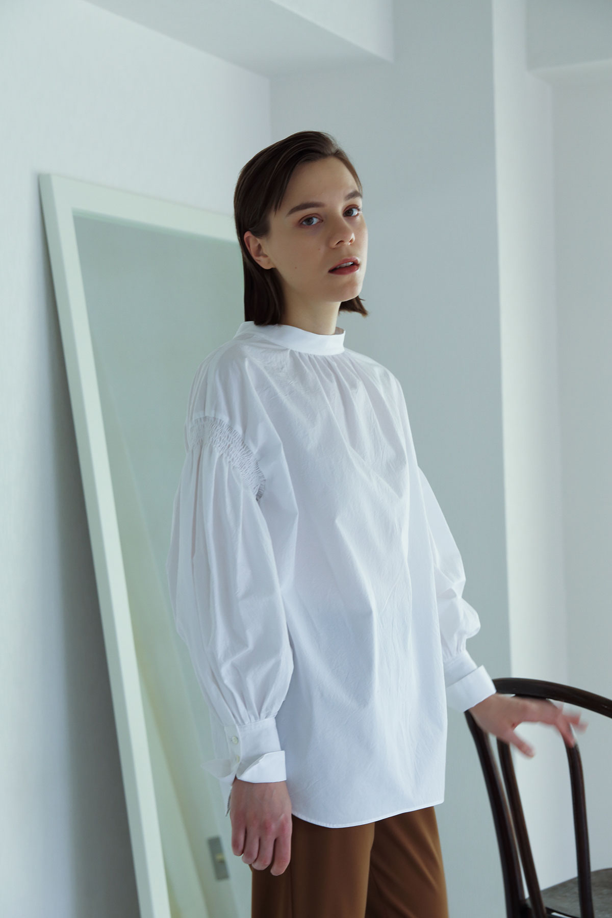 BO204613-white Salt Shrinkage Dairy/Dinner Taxido Shirts -WHITE-【BO204613】
