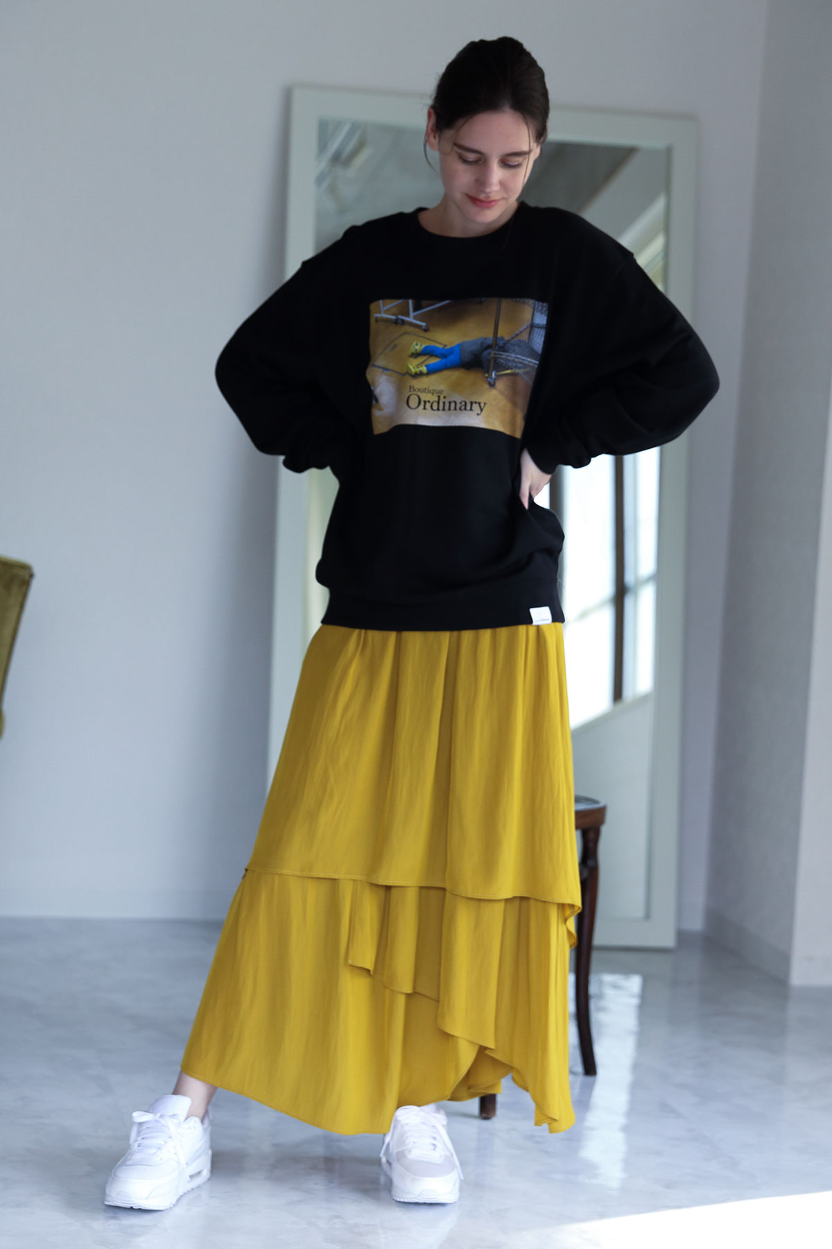 BO204740-black Ordinary Meets Kisara Crew SweatShirt -BLACK-【BO204740】Del.Aug.