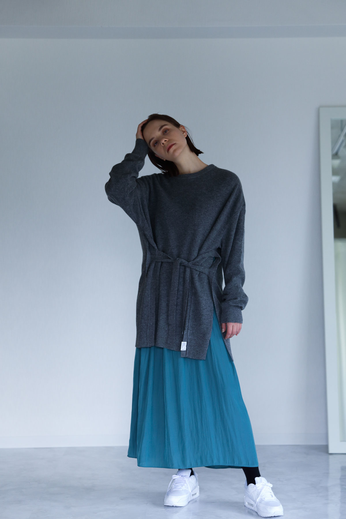 BO204827-gray Astronauts Fiber Poncho Knit Pullover -GRAY-【BO204827】