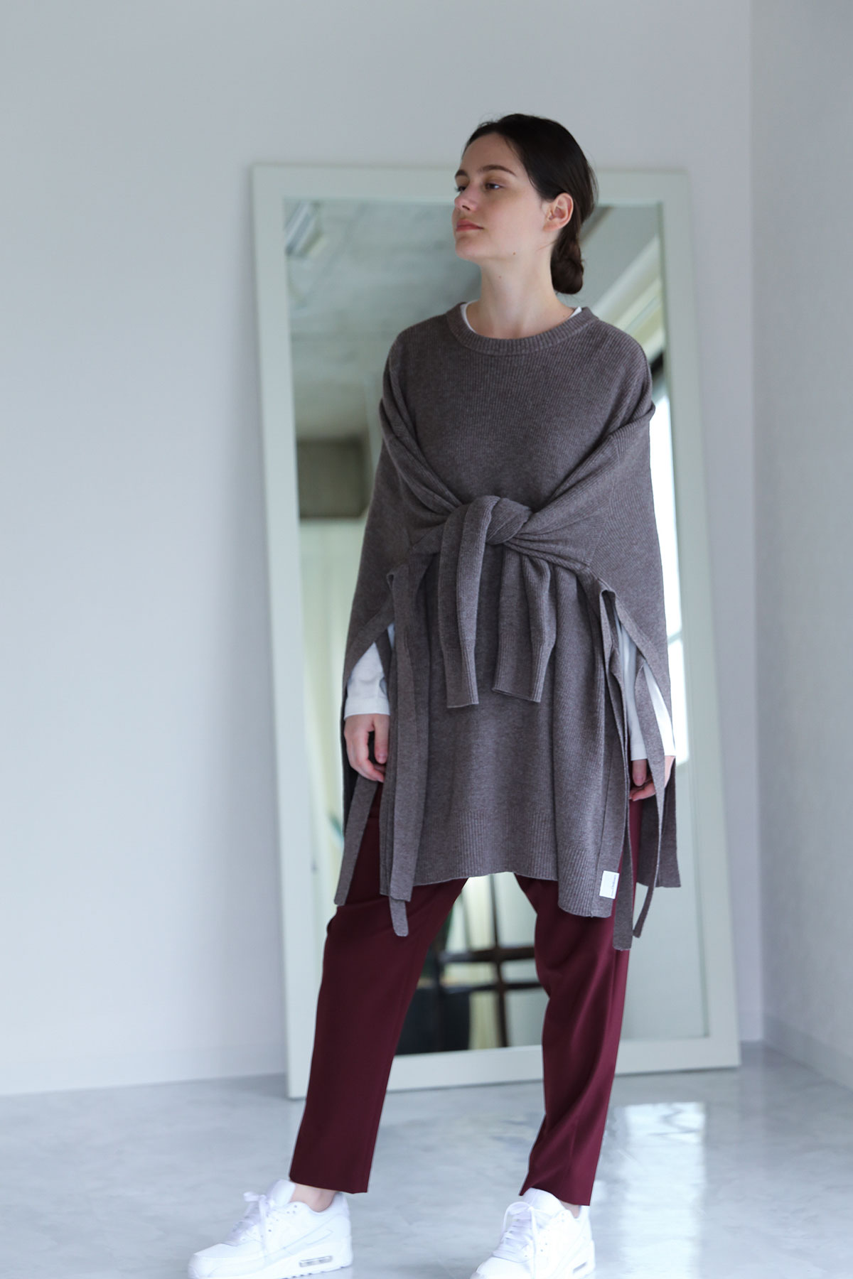 BO204827-moca Astronauts Fiber Poncho Knit Pullover MOCA-【BO204827】