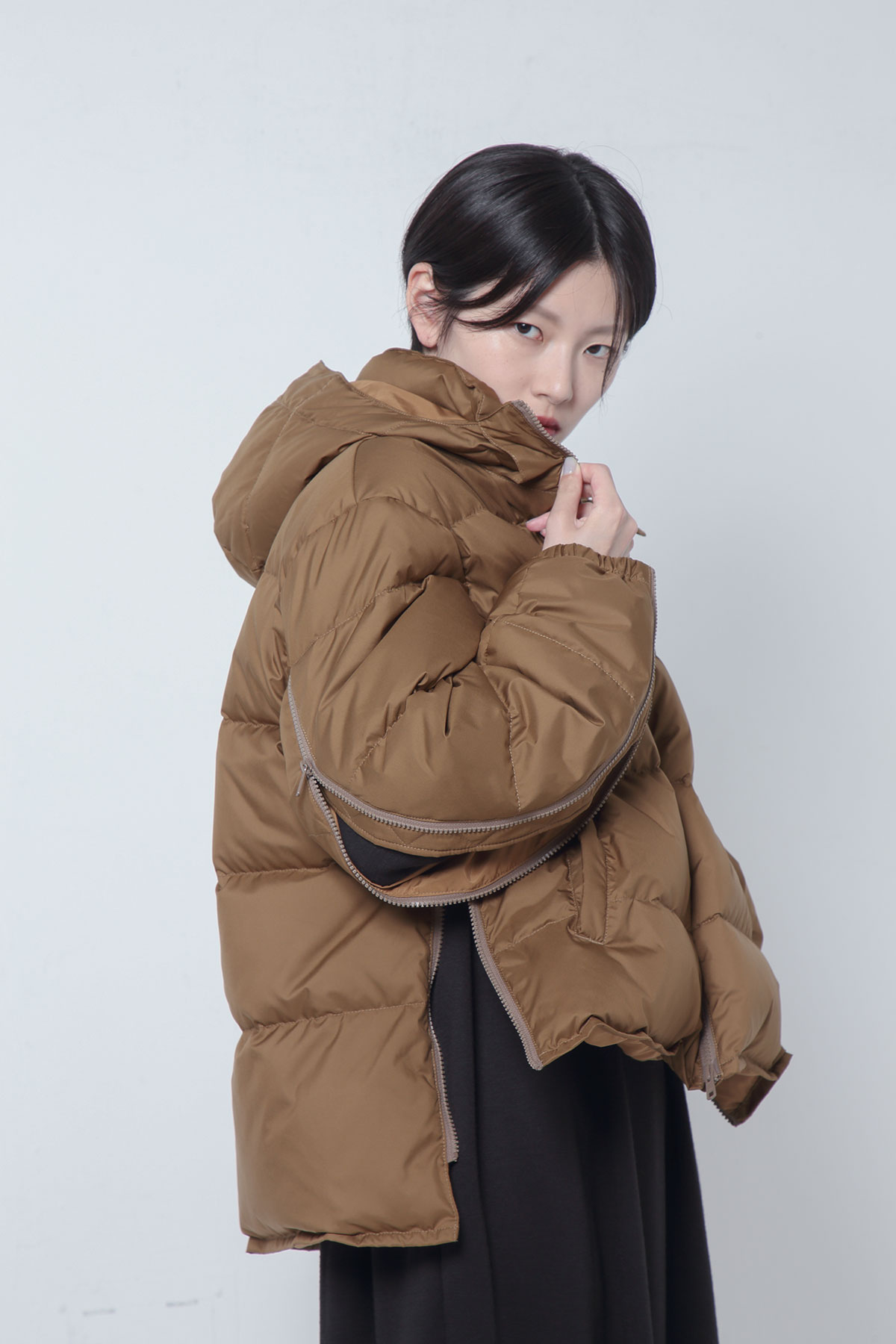 BO205100-BROWN Padded Down Himalayan Technical Puffer Jacket -BROWN-【BO205100】Del. Oct.