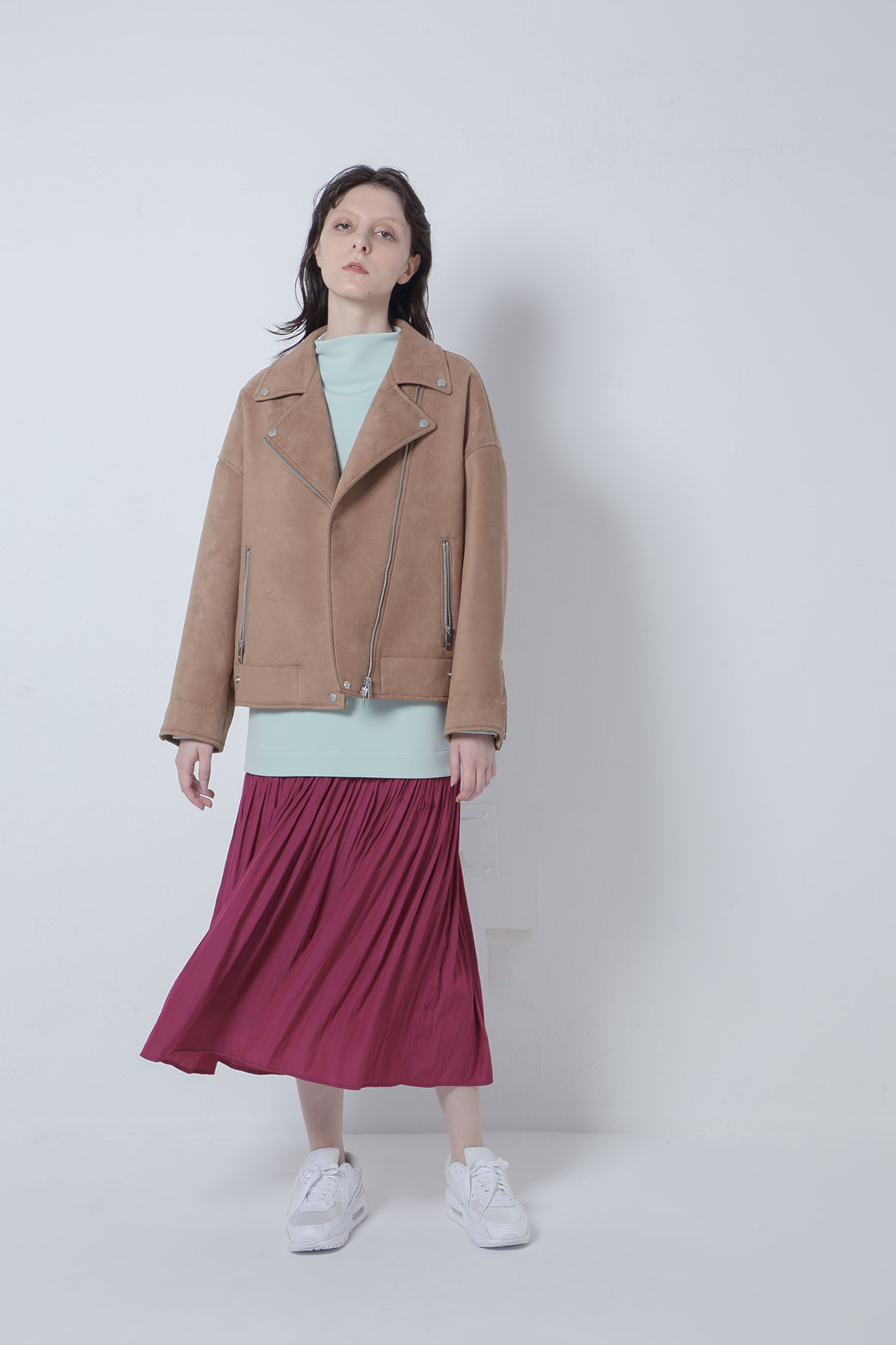 BO205103-beige Sustainable Bondhing Suede Motorcycle Jacket -BEIGE-【BO205103】Del. Oct.