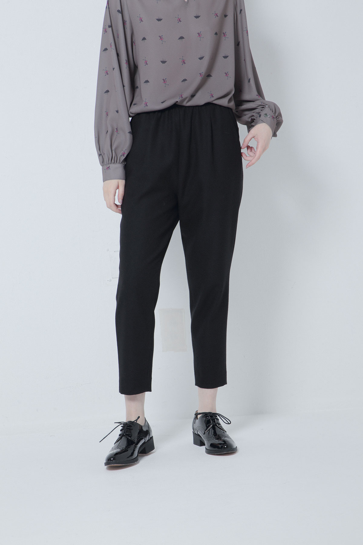BO205316-black Thermos Fabiric Confortable Amphora Trousers -BLACK-【BO205316】Del.Oct.