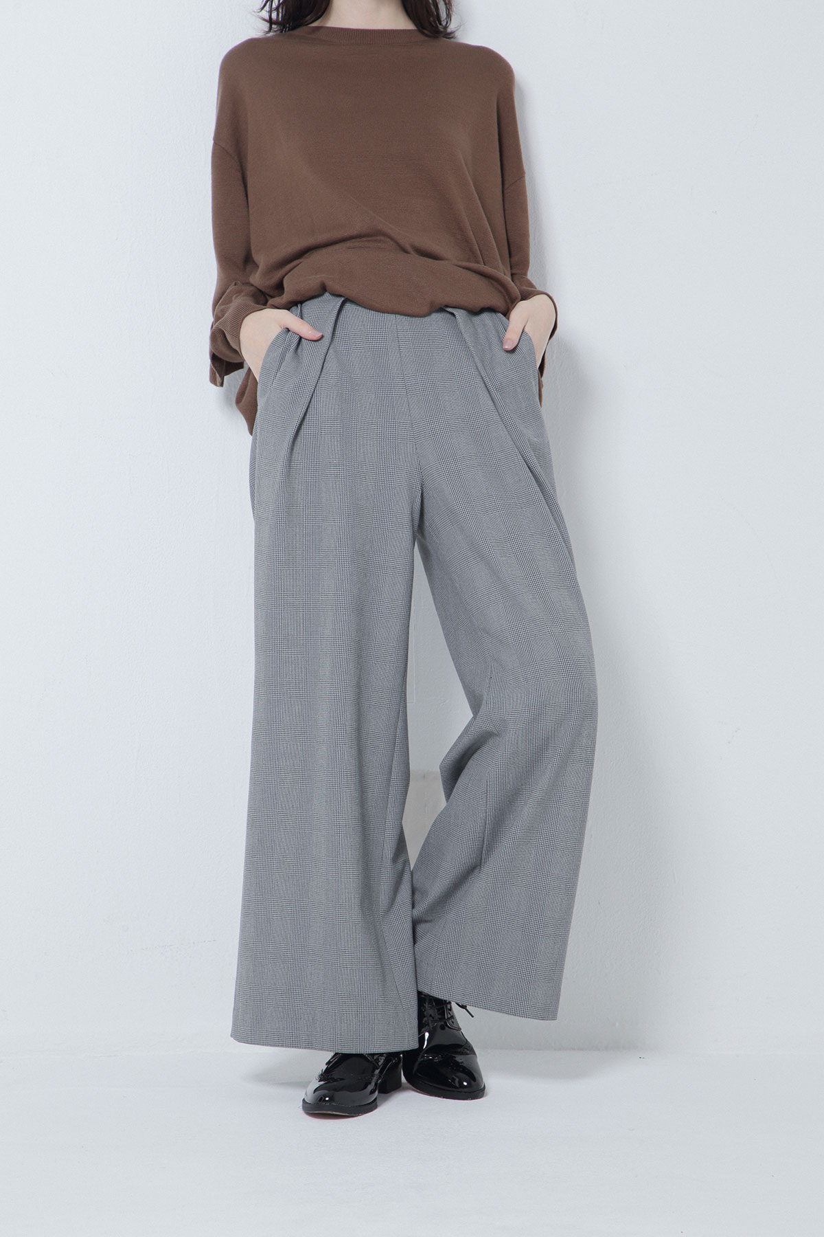 BO205318-gcheck Romeo Warm Check 3Dtack Roomy Trousers -G CHECK-【BO205318】Del.Oct.