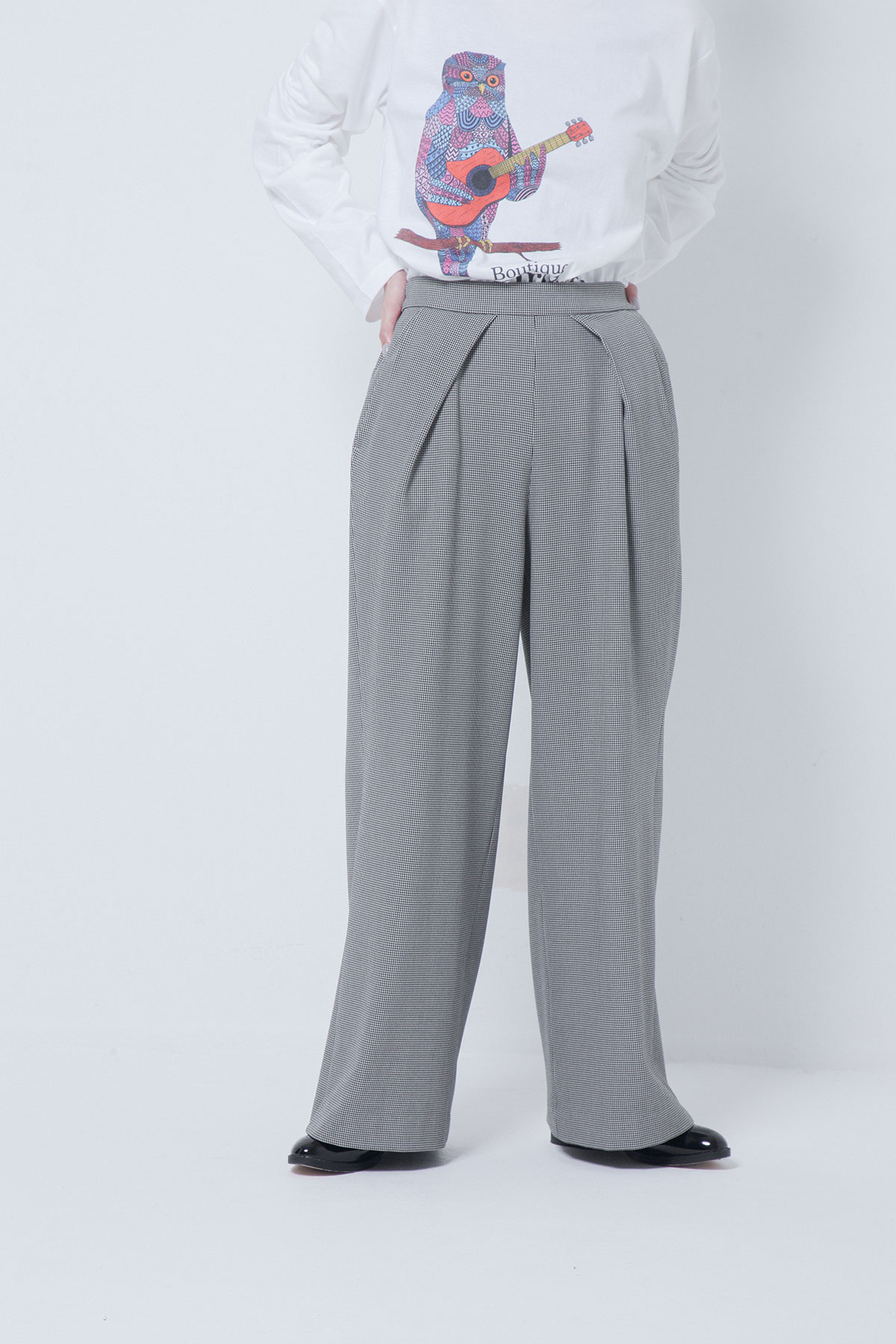 BO205318-htcheck Romeo Warm Check 3Dtack Roomy Trousers -HT CHECK-【BO205318】Del.Oct.