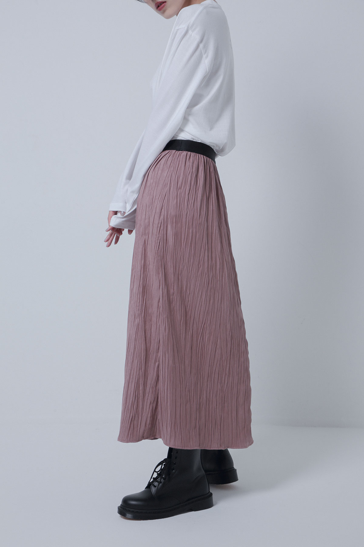 BO205402-lavender Sustainable Wrinkle Suede Roma Skirt -LAVENDER-【BO205402】Del. Oct.