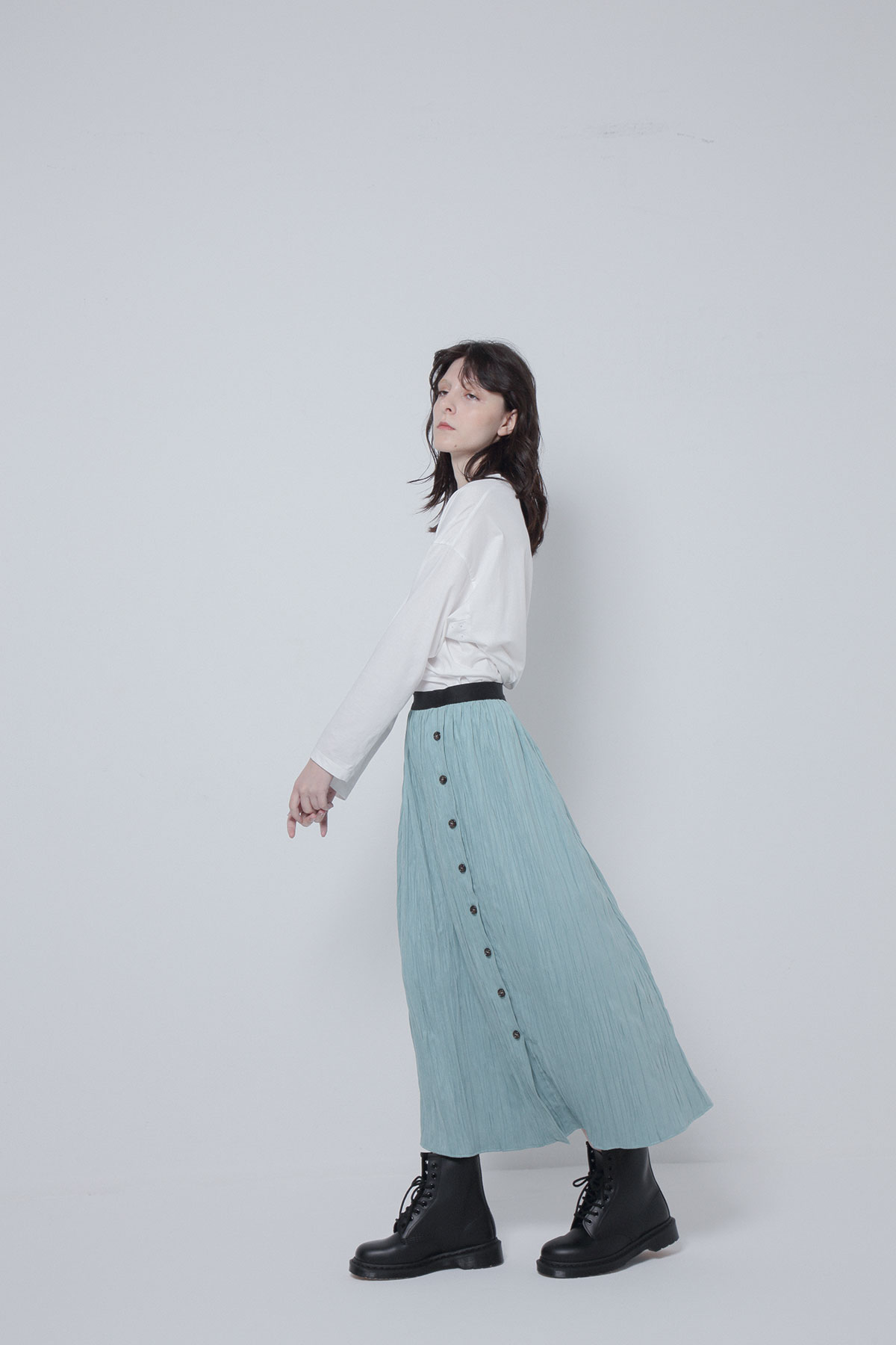 BO205402-mint Sustainable Wrinkle Suede Roma Skirt-MINT-【BO205402】Del. Oct.