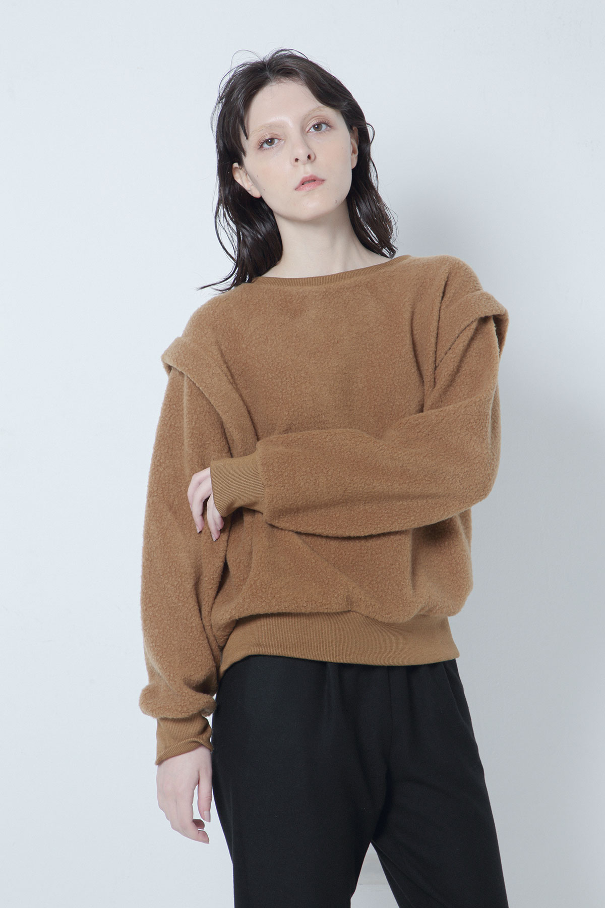 BO205705-camel Antique Blanket Pile Dirndl PullOver -CAMEL-【BO205705】Del. Oct.