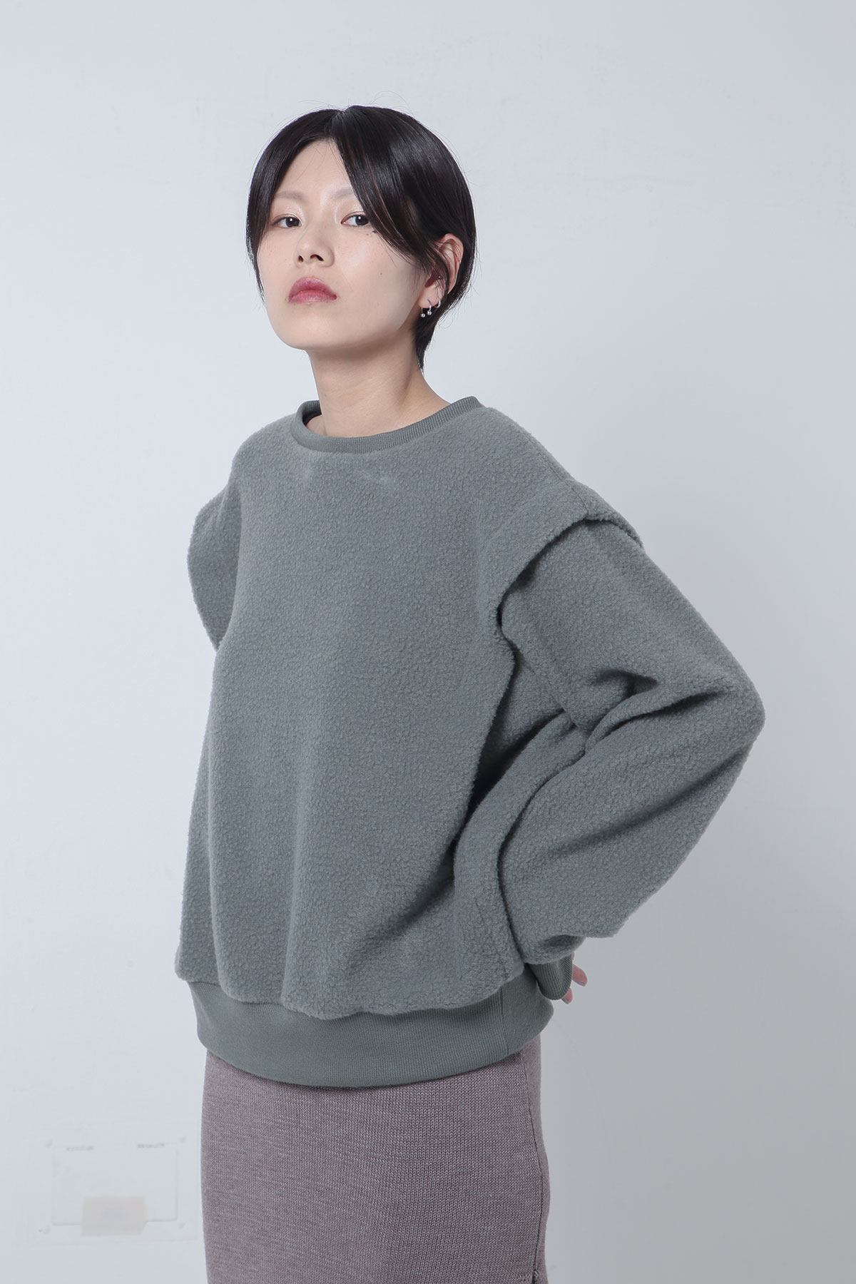 BO205705-lightgreen Antique Blanket Pile Dirndl PullOver -LIGHT GREEN-【BO205705】Del. Oct.