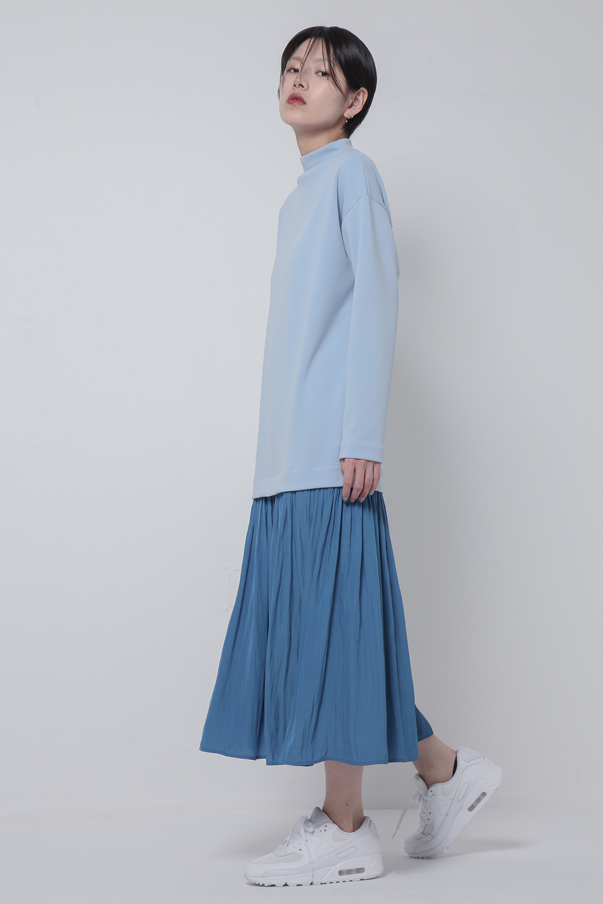 BO205708-sax Aqua Suits Fabric×Ordinary de Chine Connect Dress-SAX-【BO205708】Del. Nov.
