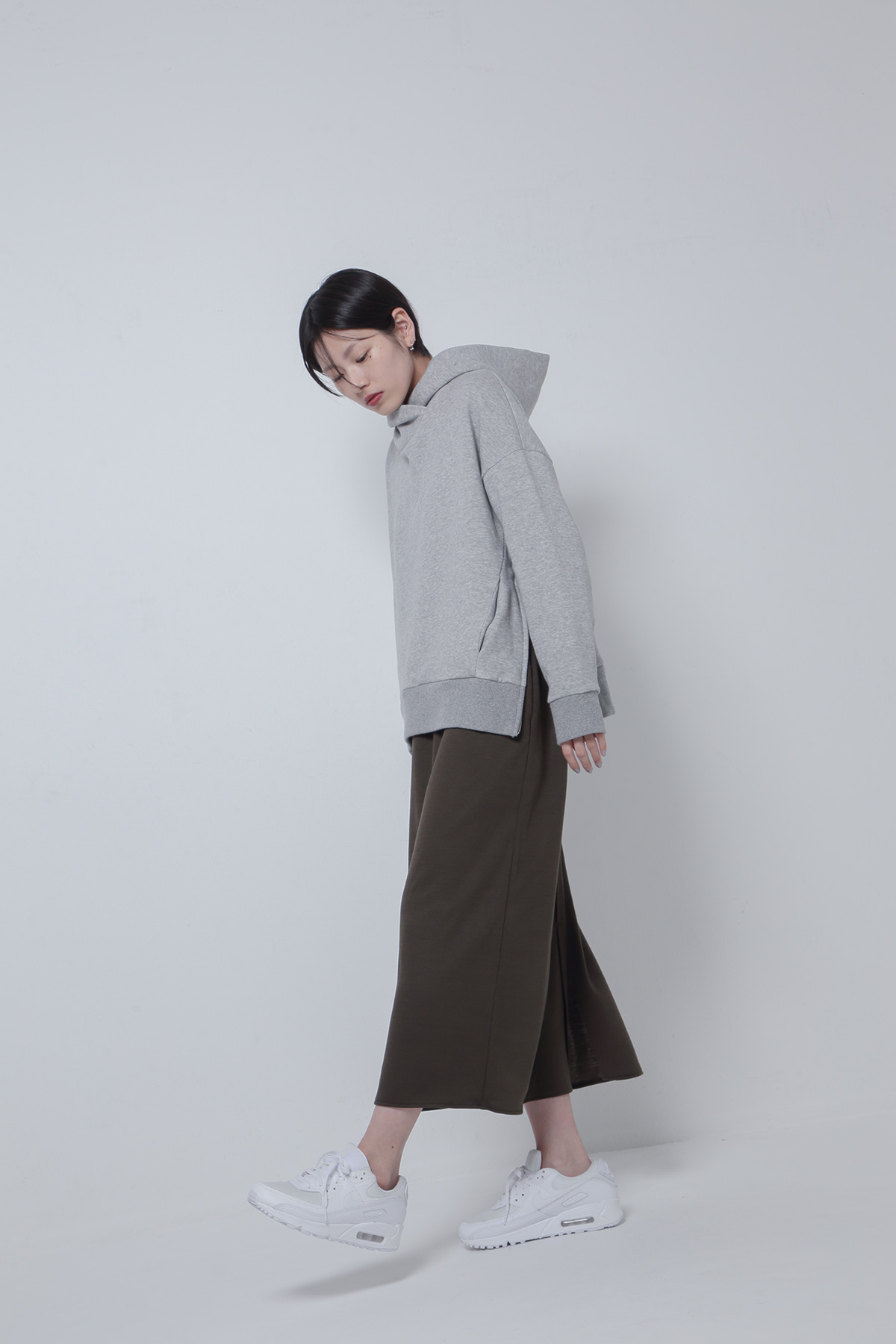 BO205712-gray Furry Liner Sweat Drape Hoodie -GRAY-【BO205712】Del.Oct.