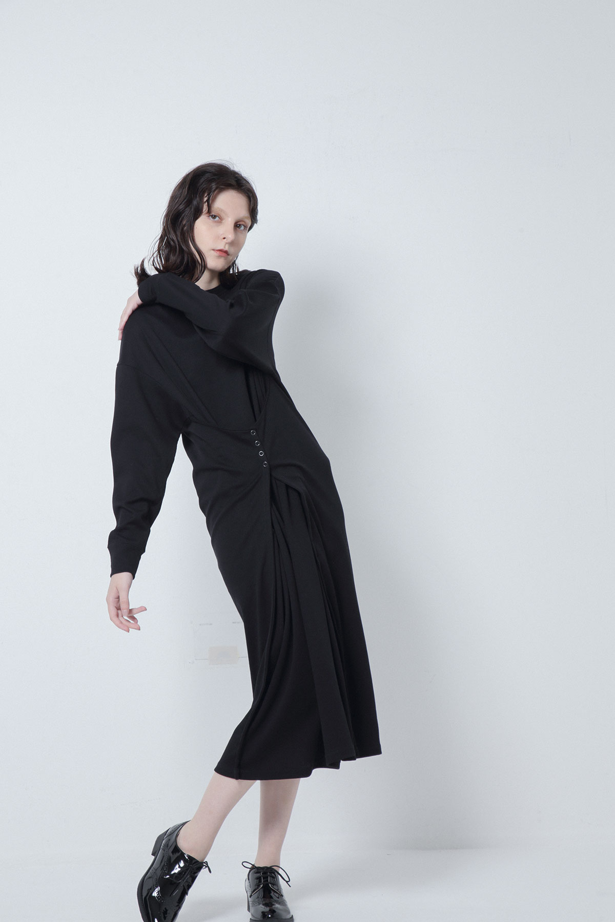 BO205713-black Allday Cotton Rib Transform Garden Dress -BLACK-【BO205713】Del.Oct.