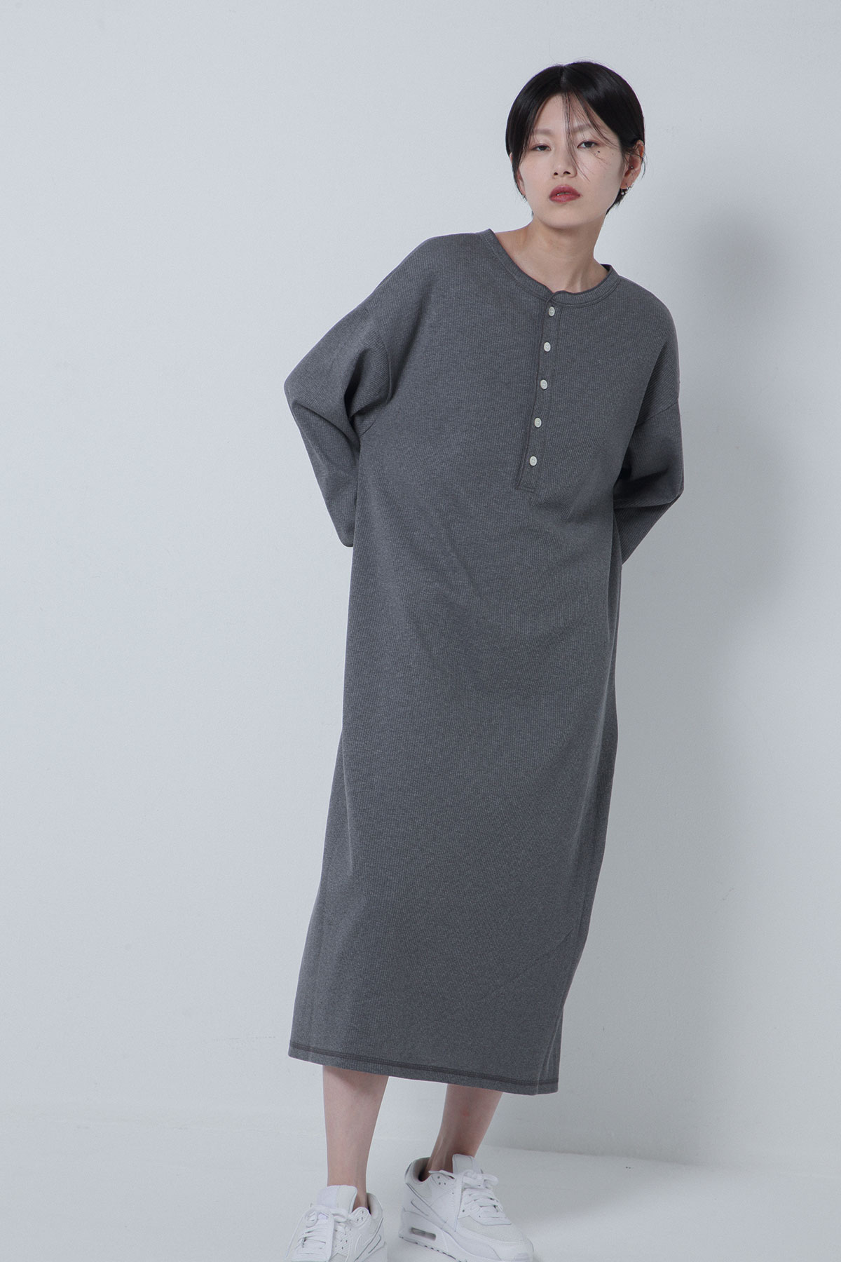 BO205713-gray Allday Cotton Rib Transform Garden Dress -GRAY-【BO205713】Del.Oct.