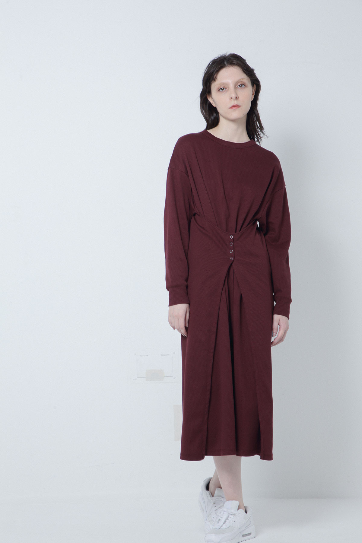 BO205713-wine Allday Cotton Rib Transform Garden Dress -WINE-【BO205713】Del.Oct.
