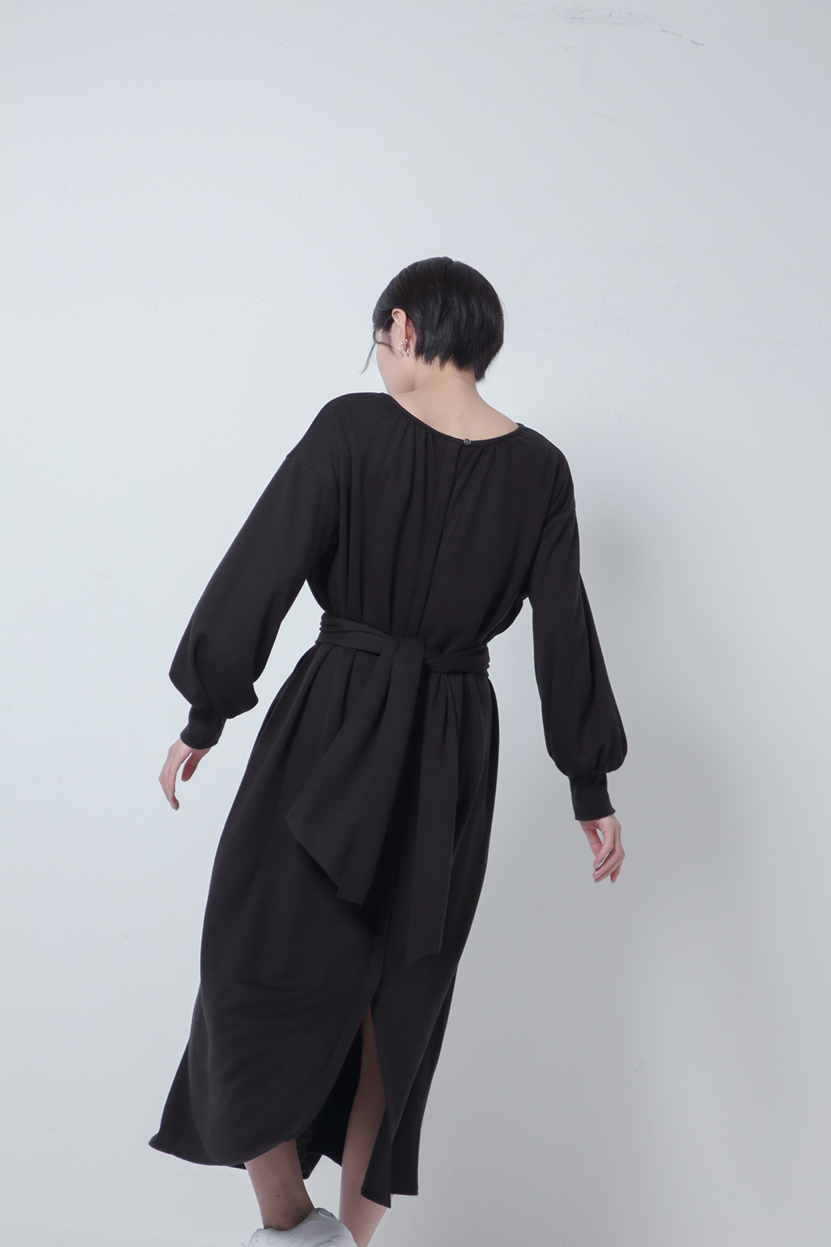 BO205720-black Thermos Light Ponte Park shirts Dress -BLACK-【BO205720】Del.Oct.