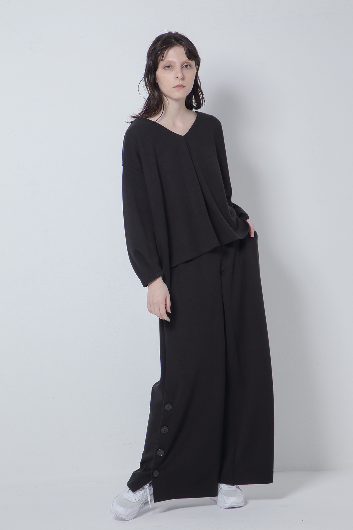 BO205721-black Thermos Middle Ponte Difference Tack Sleeve Pullover -BLACK-【BO205721】Del.Oct.