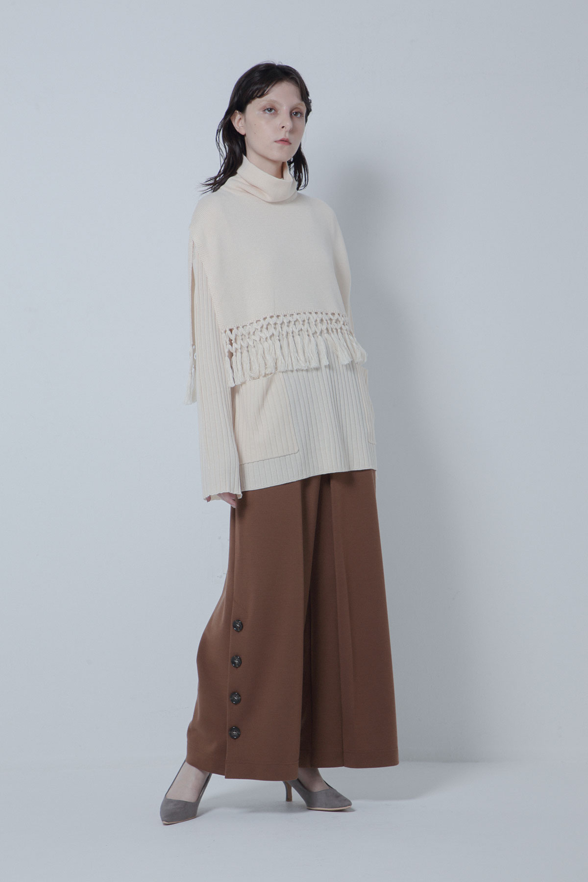 BO205823-ivory Fringe Knit Scapular Sweater -IVORY-【BO205823】Del.Oct.