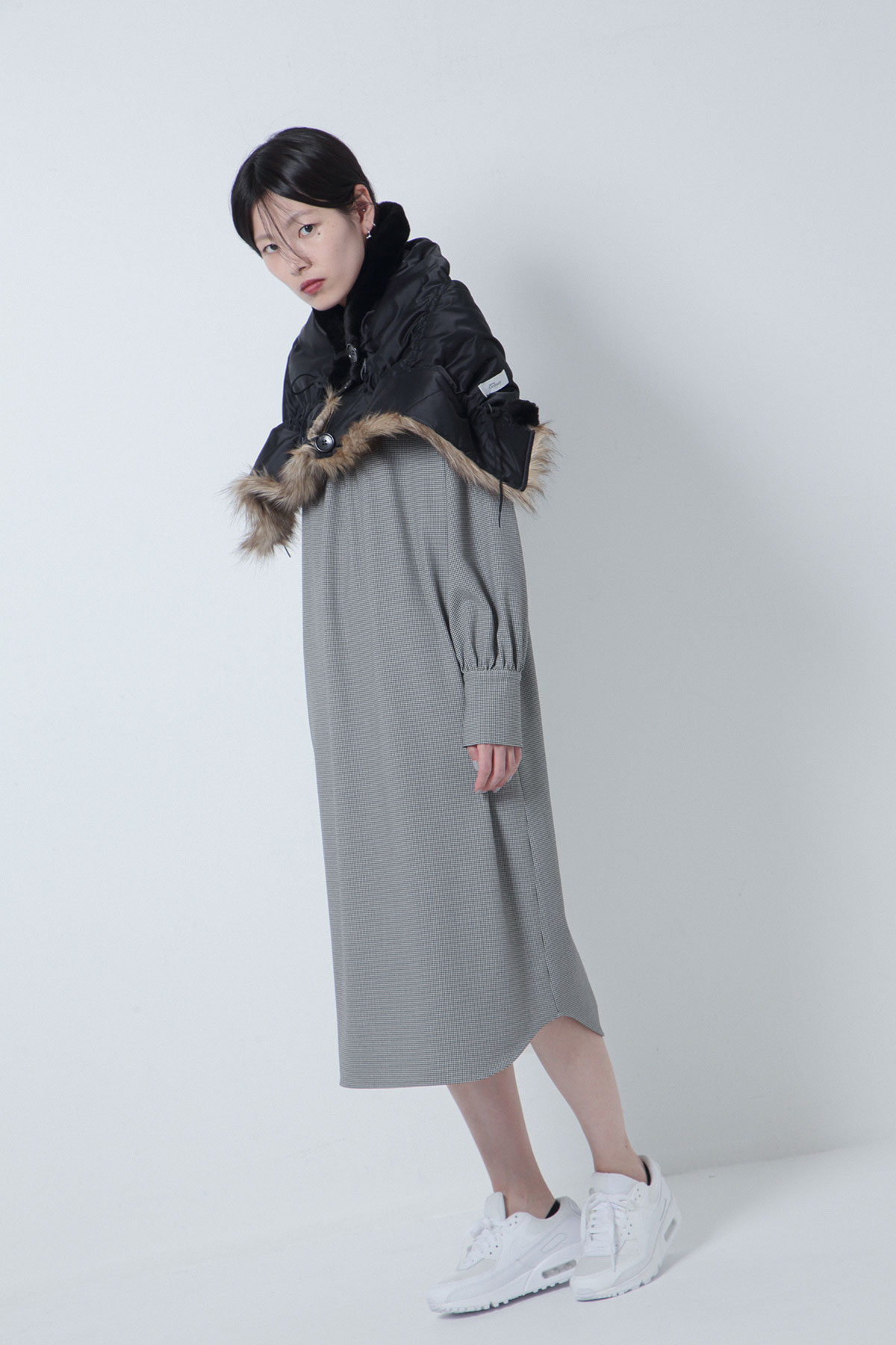 BO205910-black Sastainable Raccoon×HeavyNylon N-3B Cape -BLACK-【BO205910】Del.Oct.