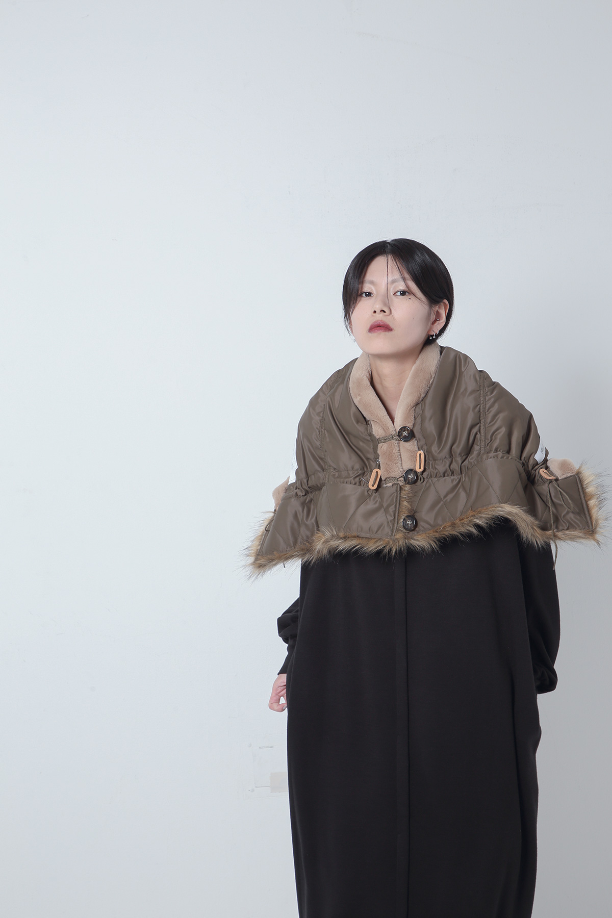 BO205910-khaki Sastainable Raccoon×HeavyNylon N-3B Cape -KHAKI-【BO205910】Del.Oct.