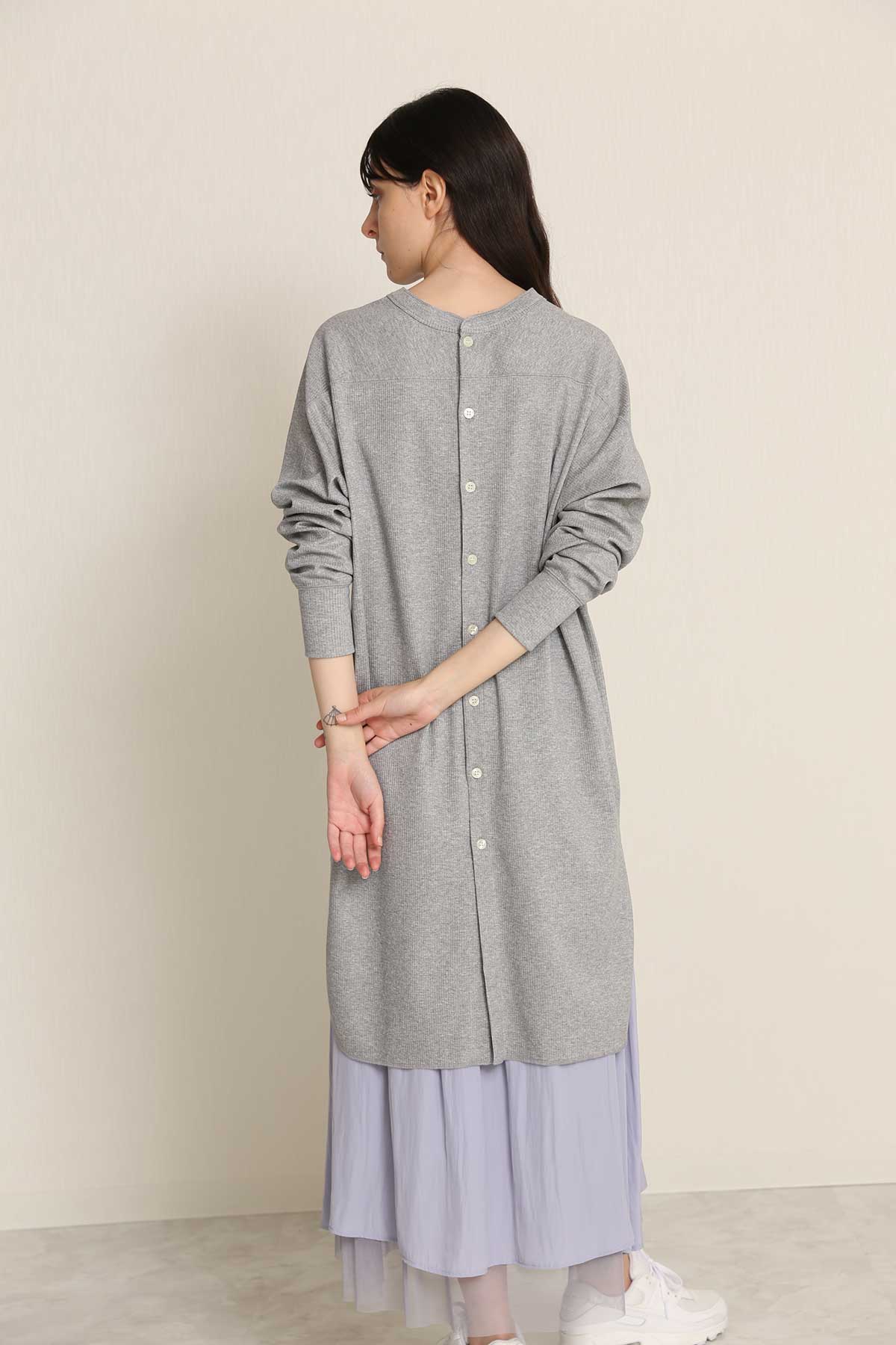 BO21-105T-gray Long-Cuffs Rib ShirtsDress-GRAY-【BO21-105T】
