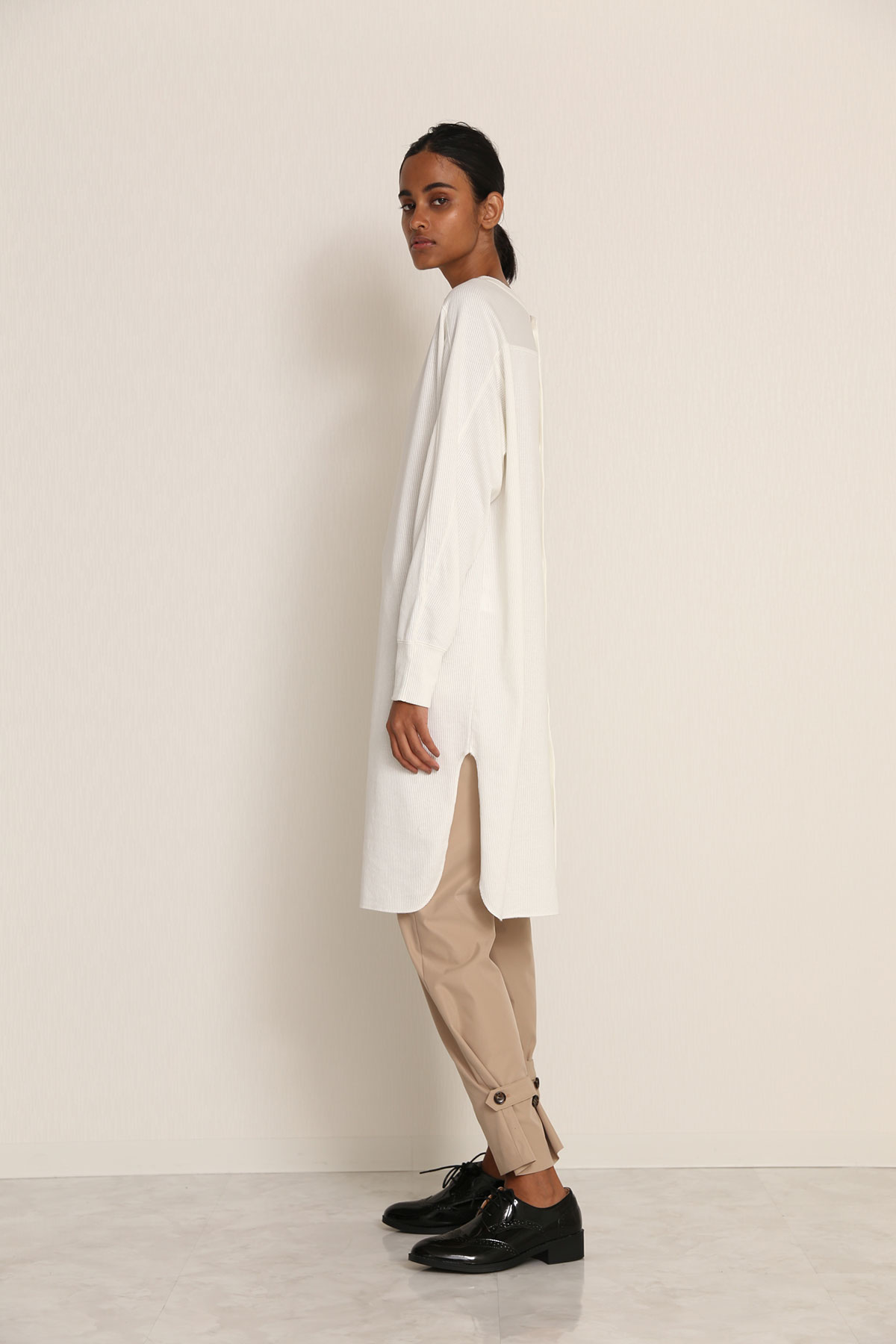 BO21-105T-owhite Long-Cuffs Rib ShirtsDress-O WHITE-【BO21-105T】