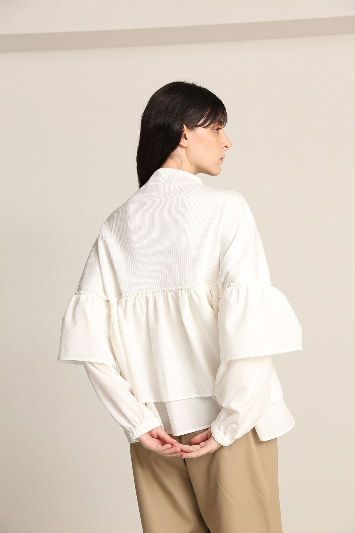 BO21-117T-ivory Rib Waitress Pullover-IVORY-【BO21-117T】