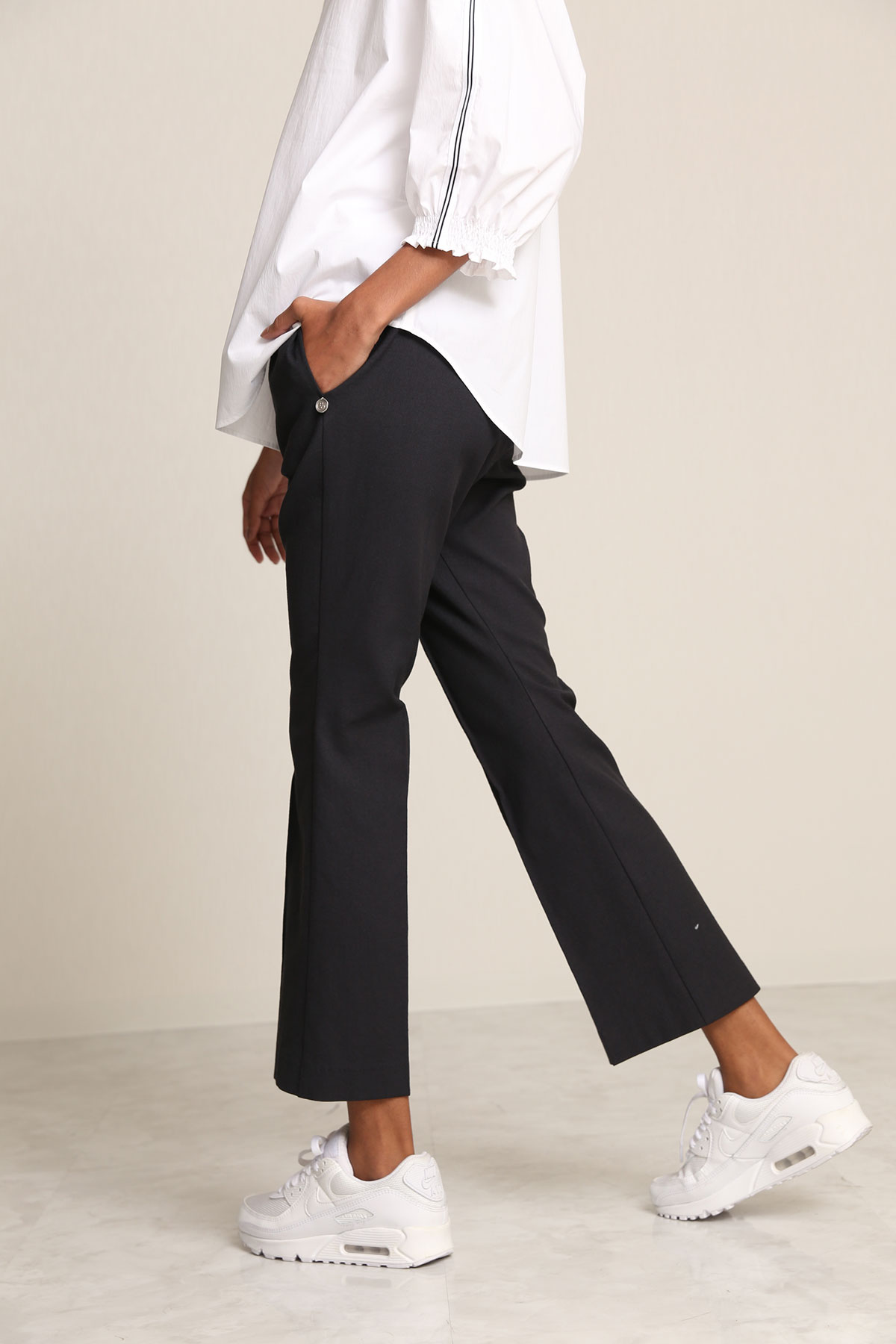 BO21-125P-black Oldschool Teacher Pants-BLACK-【BO21-125P】