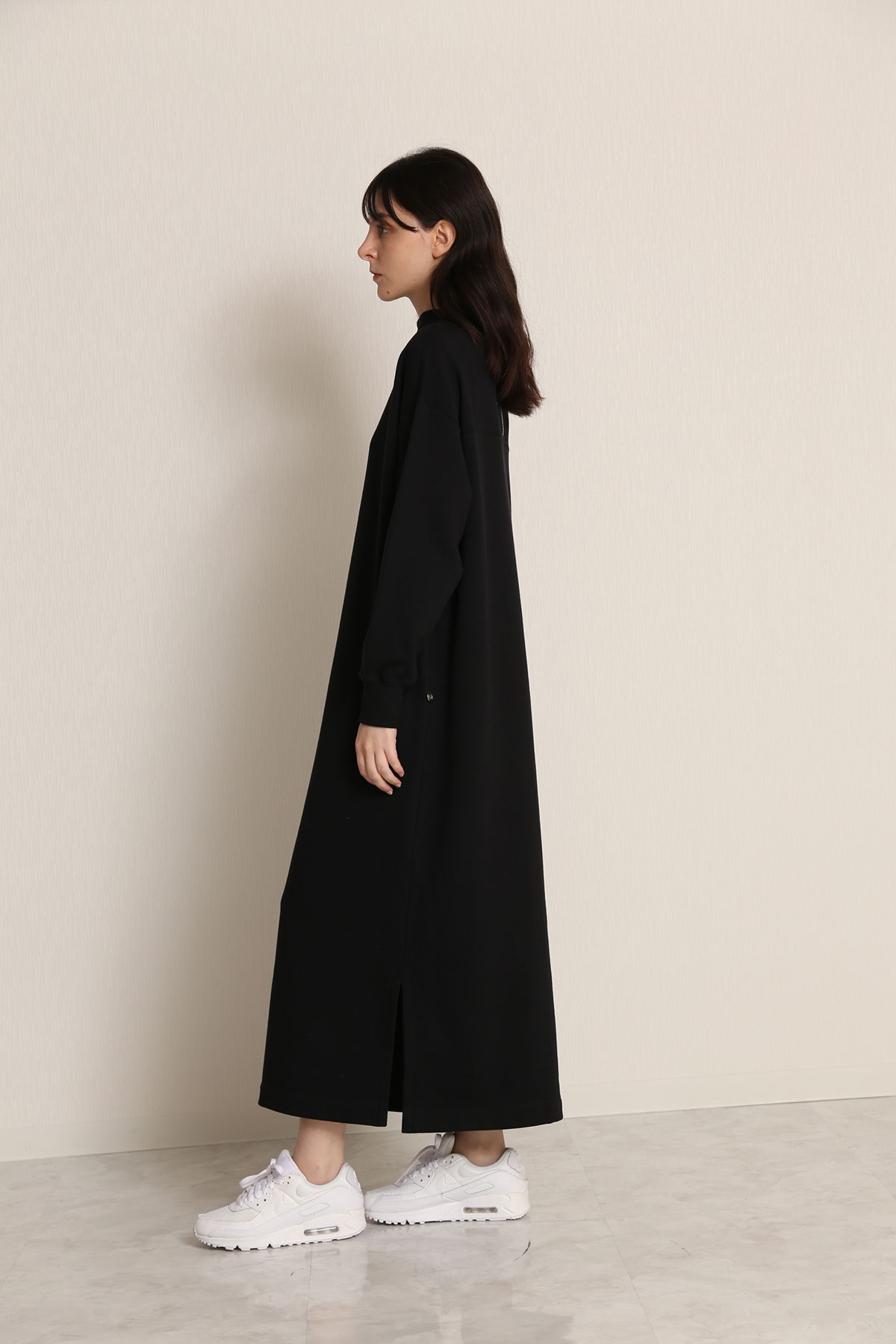 BO21-129T-black Gazette-neck Home Dress-BLACK-【BO21-129T】Del.Jan.