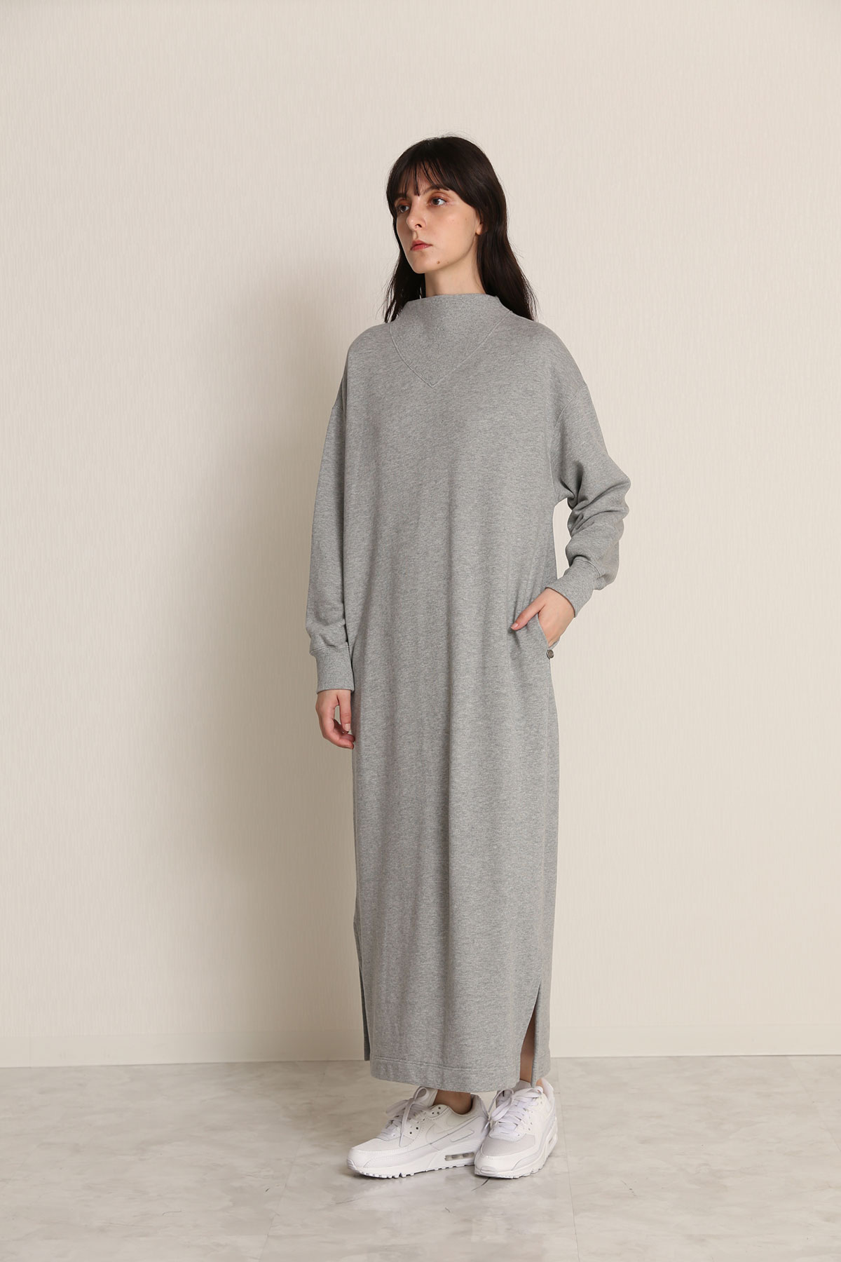 BO21-129T-gray Gazette-neck Home Dress-GRAY-【BO21-129T】Del.Jan.