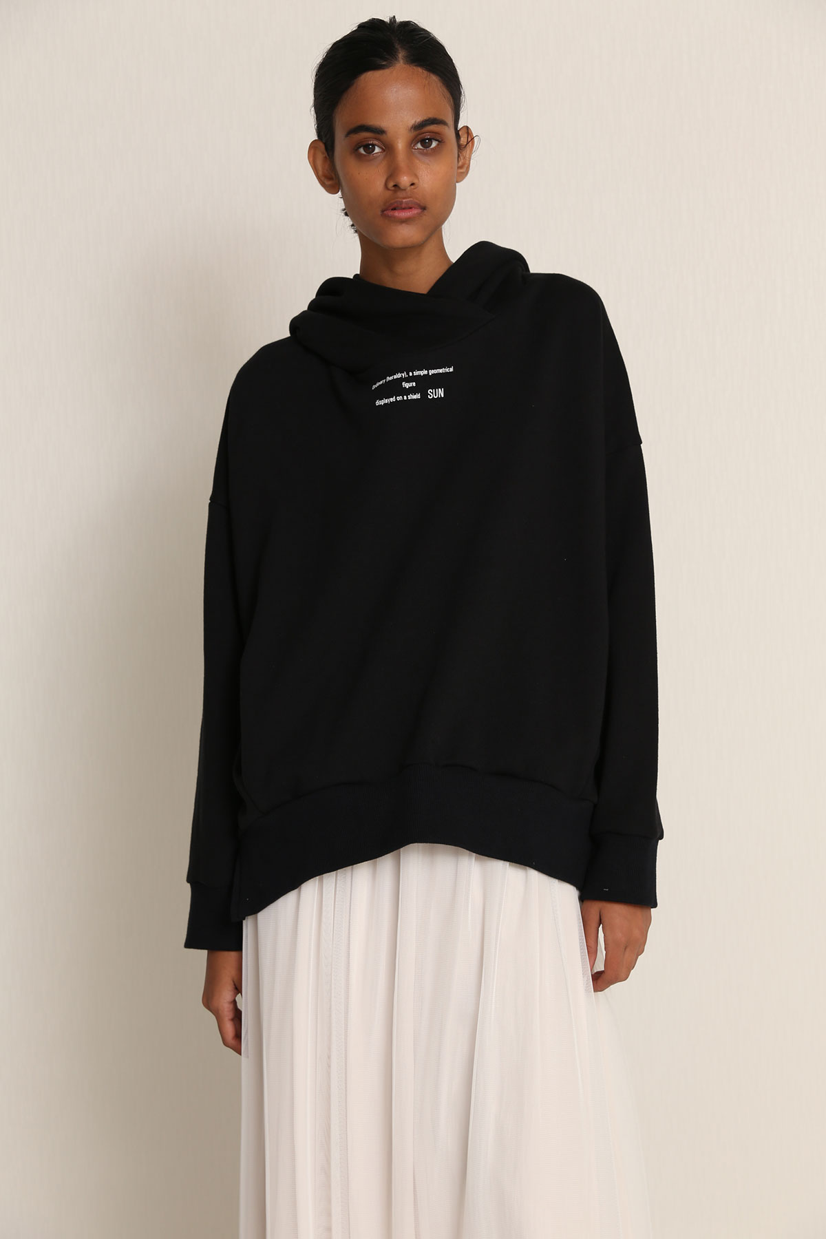 BO21-133T-black Typographic Sweat Drape Hoodie-BLACK-【BO21-133T】Del.Dec.
