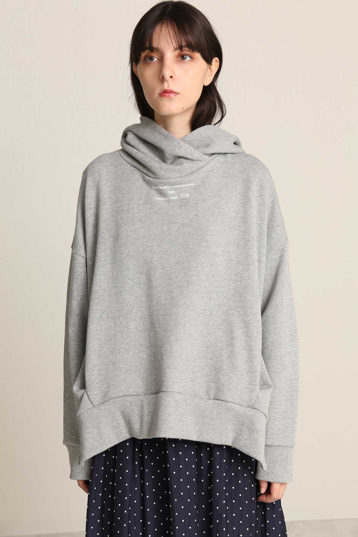 BO21-133T-gray Typographic Sweat Drape Hoodie-GRAY-【BO21-133T】Del.Dec.